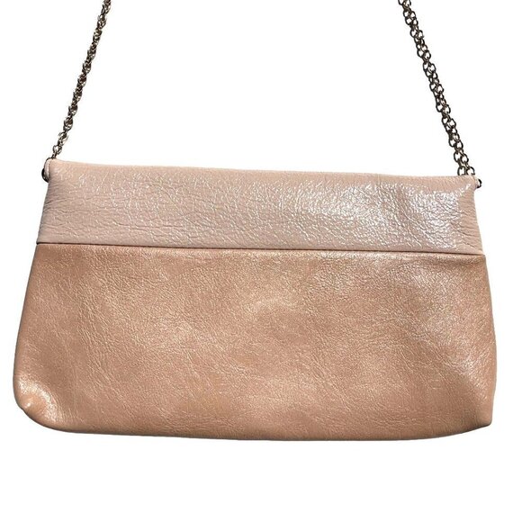 Aldo Champagne/Blush Faux Leather Clutch/Shoulderbag w Gold Chain Handle/Strap - Picture 4 of 6